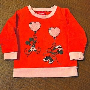 Disney girls sweatshirt 3T Red, pink & black Minnie & Mickey & Heart Balloons